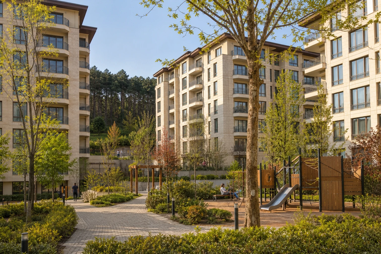 Savesa Park Evleri peyzajlı avlusu ve çocuk oyun alanı